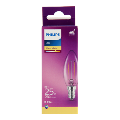 Philips LED filament kaars 25W E14 box